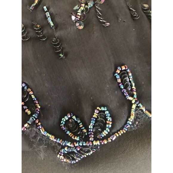 Vtg Women's Fully Hand Beaded Blouse Black Purple Essence Beads With Black Chemi - Picture 9 of 10